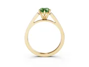 Fancy Green Pear Cut Diamond Solitaire Engagement Ring Set in Yellow gold with Prong Setting and Tapered Band