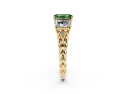 Emerald Cut Three Stone Engagement Ring Setting for a Fancy Green Lab-Grown Diamond | Braided Band | Yellow Gold