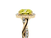Cushion Cut Twist Halo Engagement Ring Setting for a Fancy Yellow Lab-Grown Diamond | Yellow Gold
