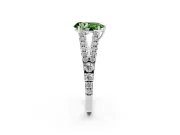 Pear-Shaped Graduated Split Shank Engagement Ring Setting for a Fancy Green Lab-Grown Diamond | Sterling Silver