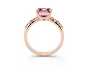 Asscher Cut Graduated Accent Engagement Ring Setting for a Fancy Pink Lab-Grown Diamond | Rose Gold