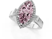 Fancy Pink Marquise Cut Diamond Halo Ring Set in Silver with Pavé-Lined Split Shank Band