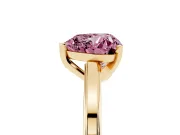Heart-Shaped Solitaire Engagement Ring Setting for a Fancy Pink Lab-Grown Diamond | Stepped Flat Band | Yellow Gold
