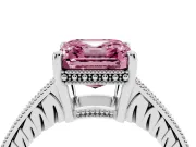 Asscher Cut Engraved Engagement Ring Setting for a Fancy Pink Lab-Grown Diamond | Platinum