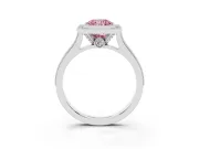 Radiant Cut Vintage Milgrain Halo Engagement Ring Setting for a Fancy Pink Lab-Grown Diamond | Bezel Head | Platinum