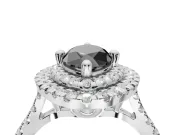 Marquise Double Halo Engagement Ring Setting for a Black Center | Pavé Shoulders | Platinum