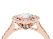 Pear-Shaped Vintage Milgrain Halo Engagement Ring Setting | Bezel Head | Rose Gold