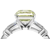 Asscher Cut Tapered Baguette Engagement Ring Setting for a Fancy Yellow Lab-Grown Diamond | Platinum