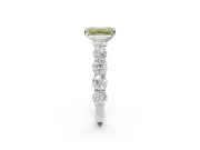 Emerald Cut Side Stone Engagement Ring Setting for a Fancy Yellow Lab-Grown Diamond | Scalloped Prong Accents | Platinum