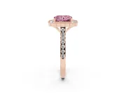 Radiant Cut Milgrain Floral Halo Engagement Ring Setting for a Fancy Pink Lab-Grown Diamond | Pavé Band | Rose Gold