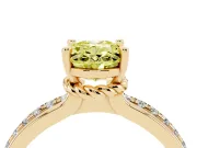 Oval Channel Set Solitaire Engagement Ring Setting for a Fancy Yellow Lab-Grown Diamond | Rope Collar Head | Yellow Gold