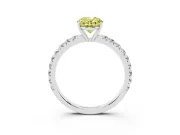 Oval Pave Engagement Ring Setting for a Fancy Yellow Lab-Grown Diamond | Shared Prong Band | Sterling Silver