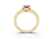 Radiant Cut Half Bezel Engagement Ring Setting for a Fancy Pink Lab-Grown Diamond | Channel Band | Yellow Gold