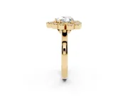 Heart-Shaped Vintage Milgrain Bezel Cluster Halo Engagement Ring Setting | Plain Band | Yellow Gold