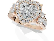 Heart-Shaped Halo Side Cluster Engagement Ring Setting | Graduated Channel Band | Rose Gold