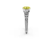 Round Vintage Three Stone Engagement Ring Setting for a Fancy Yellow Lab-Grown Diamond | Sterling Silver