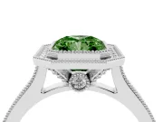 Radiant Cut Halo Engagement Ring Setting for a Fancy Green Lab-Grown Diamond | Sterling Silver - Design NV-24721