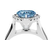 Heart-Shaped Halo Engagement Ring Setting for a Fancy Blue Lab-Grown Diamond | Square Profile Band | White Gold