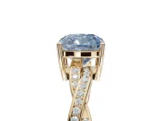 Cushion Cut Twisted Pavé Solitaire Engagement Ring Setting for a Fancy Blue Lab-Grown Diamond | Yellow Gold