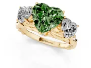 Heart-Shaped Three Stone Engagement Ring Setting for a Fancy Green Lab-Grown Diamond | Braided Band | Yellow Gold