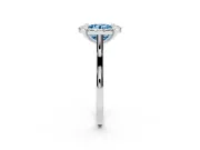 Round Halo Engagement Ring Setting for a Fancy Blue Lab-Grown Diamond | Claw Corners | Platinum