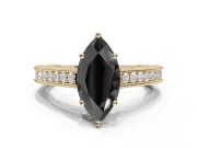 Marquise Vintage Pavé Engagement Ring Setting for a Black Center | Yellow Gold