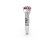 Heart-Shaped Three Row Pave Engagement Ring Setting for a Fancy Pink Lab-Grown Diamond | White Gold