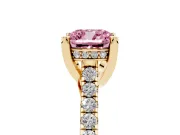Cushion Cut Hidden Halo Pave Engagement Ring Setting for a Fancy Pink Lab-Grown Diamond | Claw Prongs | Yellow Gold