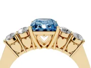Radiant Cut 5 Stone Engagement Ring Setting for a Fancy Blue Lab-Grown Diamond | Yellow Gold