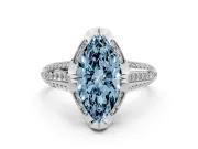 Marquise Hidden Halo Engagement Ring Setting for a Fancy Blue Lab-Grown Diamond | Triple Row Pavé Band | Platinum