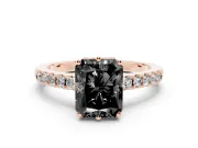 Radiant Cut Hidden Halo Engagement Ring Setting for a Black Center | Rose Gold