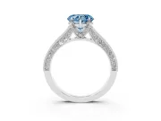 Heart-Shaped Hidden Halo Engagement Ring Setting for a Fancy Blue Lab-Grown Diamond | Milgrain Pave | Platinum