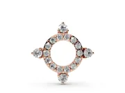 Round Lab-Grown Diamond Pavé Open Circle Pendant Necklace | Compass Accents | Rose Gold