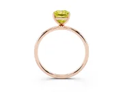 Fancy Yellow Radiant Cut Diamond Solitaire Engagement Ring Set in Rose gold with Thin Band and Prong Setting
