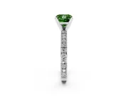 Fancy Green Princess Cut Diamond Solitaire Ring Set in White gold with Slim Pavé Band and Prong Setting