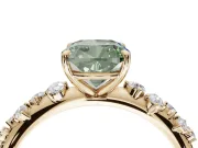 Cushion Cut Graduated Solitaire Engagement Ring Setting for a Fancy Green Lab-Grown Diamond | Yellow Gold