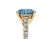 Radiant Cut Hidden Halo Pave Engagement Ring Setting for a Fancy Blue Lab-Grown Diamond | Claw Prongs | Yellow Gold