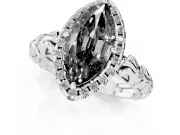 Marquise Leaf Halo Engagement Ring Setting for a Black Center | Bezel Accents | White Gold