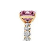 Asscher Cut Shared Prong Engagement Ring Setting for a Fancy Pink Lab-Grown Diamond | Yellow Gold