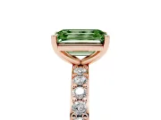 Emerald Cut Pavé Solitaire Engagement Ring Setting for a Fancy Green Lab-Grown Diamond | Single Row Band | Rose Gold