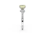 Asscher Cut Pavé Engagement Ring Setting for a Fancy Yellow Lab-Grown Diamond | Crossover Gallery | Sterling Silver