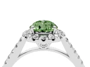 Pear-Shaped Raised Halo Engagement Ring Setting for a Fancy Green Lab-Grown Diamond | Pave Band | Sterling Silver