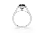 Princess Cut Halo Engagement Ring Setting for a Black Center | Pavé Shoulders | White Gold