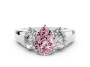 Pear-Shaped 3 Stone Engagement Ring Setting for a Fancy Pink Lab-Grown Diamond | White Gold