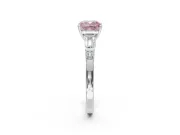 Cushion Cut Tapered Baguette Engagement Ring Setting for a Fancy Pink Lab-Grown Diamond | Sterling Silver