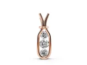 Round Lab-Grown Diamond Three-Stone Open Loop Pendant Necklace | V-Shaped Bail | Rose Gold