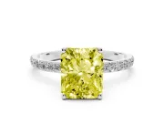 Radiant Cut Pave Engagement Ring Setting for a Fancy Yellow Lab-Grown Diamond | Slim Band | Platinum