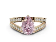 Pear-Shaped Split Shank Pavé Engagement Ring Setting for a Fancy Pink Lab-Grown Diamond | Yellow Gold