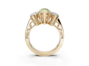 Marquise Three Stone Engagement Ring Setting for a Fancy Yellow Lab-Grown Diamond | Beaded Shoulders | Yellow Gold