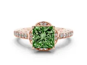 Princess Cut Floral Pavé Engagement Ring Setting for a Fancy Green Lab-Grown Diamond | Rose Gold